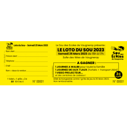 Billet personnalisé 1 souche papier jaune