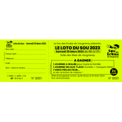 Billet personnalisé 1 souche papier vert