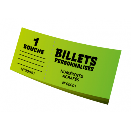 Billet personnalisé 1 souche papier vert