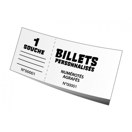 Billet personnalisé 1 souche papier blanc