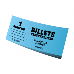 Billet personnalisé 1 souche papier bleu