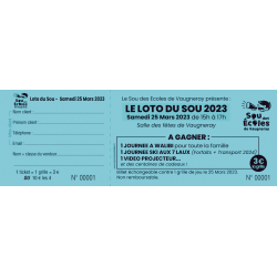 Billet personnalisé 1 souche papier bleu